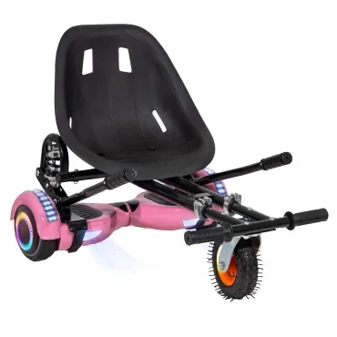 Hoverboard Paket Go-Kart, Schwarz, mit Doppelaufhängung, 6.5 zoll, Regular Pink PRO 4Ah, für Kinder und Erwachsene