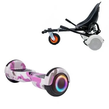 Hoverboard Paket Go-Kart, Schwarz, mit Doppelaufhängung, 6.5 zoll, Regular Camouflage Pink PRO 4Ah, für Kinder und Erwachsene