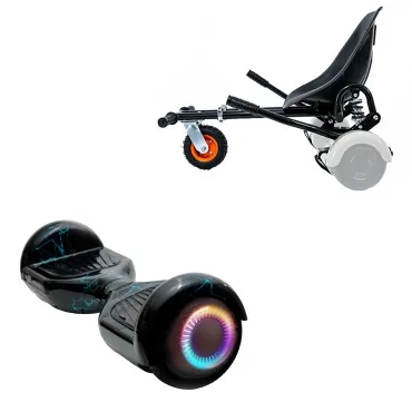 Hoverboard Paket Go-Kart, Schwarz, mit Doppelaufhängung, 6.5 zoll, Regular Thunderstorm Blue PRO 4Ah, für Kinder und Erwachsene