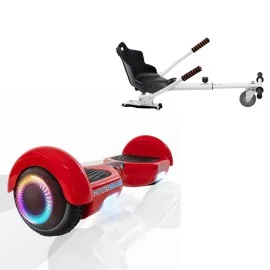 6.5 Zoll Hoverboard mit Standard Sitz, Regular Red PowerBoard PRO, Maximale Reichweite und Weiss Hoverboard Sitz, Smart Balance