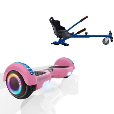 6.5 Zoll Hoverboard mit Standard Sitz, Regular Pink PRO, Standard Reichweite und Blau Hoverboard Sitz, Smart Balance