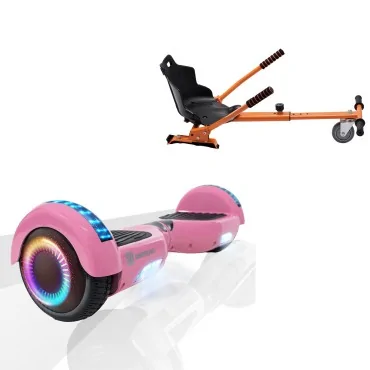 6.5 Zoll Hoverboard mit Standard Sitz, Regular Pink PRO, Standard Reichweite und Orange Hoverboard Sitz, Smart Balance