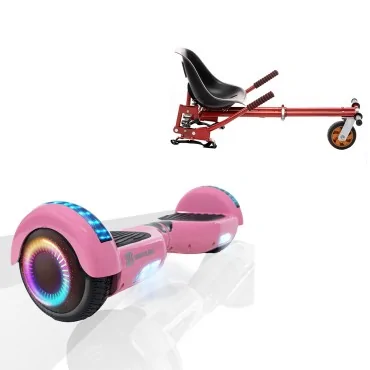 6.5 Zoll Hoverboard mit Stoßdämpfern Sitz, Regular Pink PRO, Standard Reichweite und Rot Stoßdämpfern Hoverboard Sitz, Smart Balance
